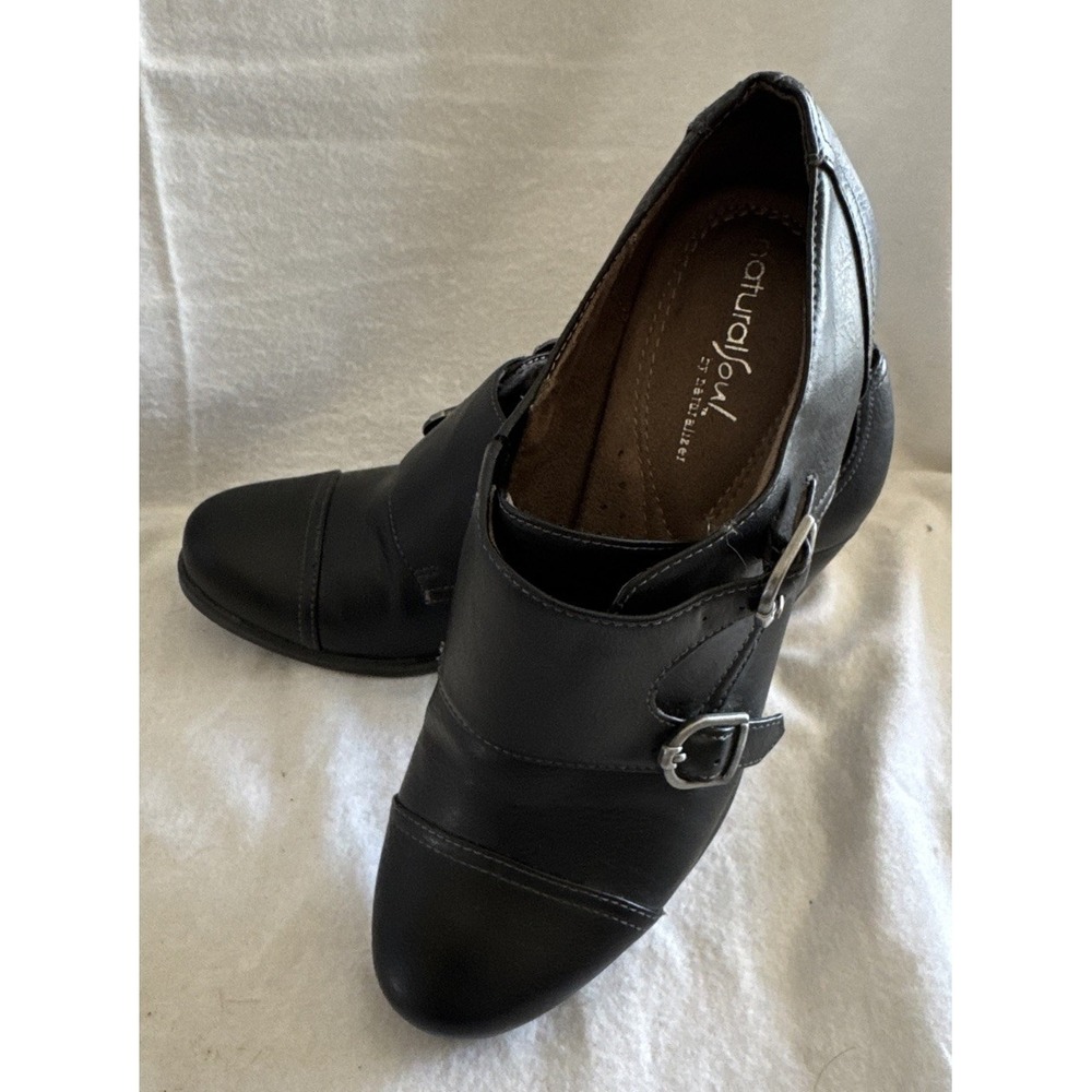 SOUL Naturalizer Keefer Pump Womens Size 7 M Black Leather Monk Strap Mule